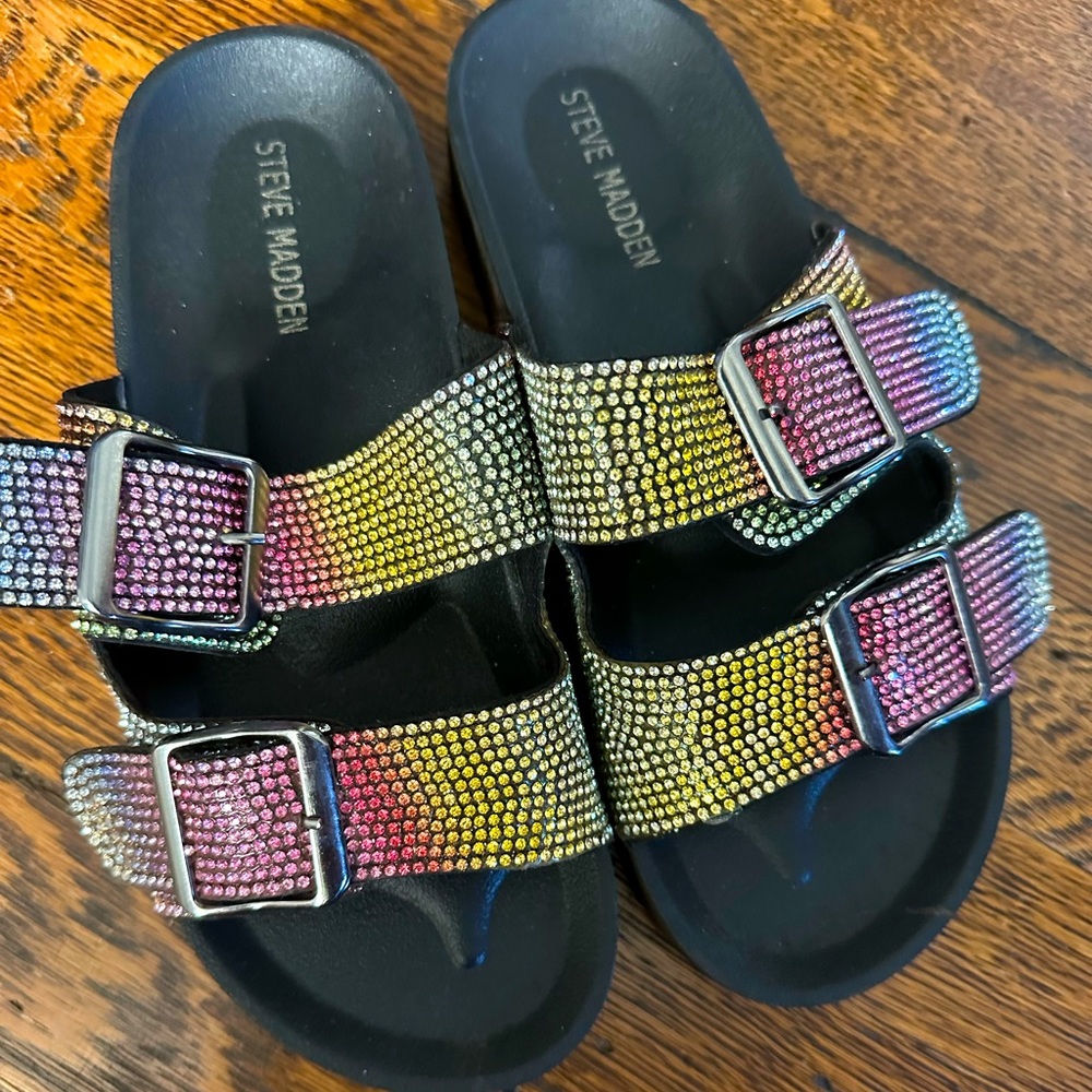 Steve Madden Rhinestone  MTeddyr Girls' Slide Sandal